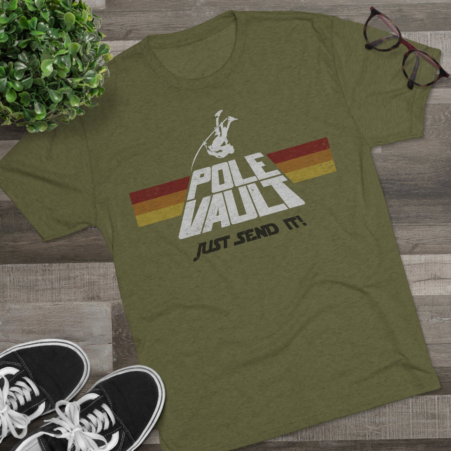Pole Vault Just Send It Guy - Tri-Blend Tee