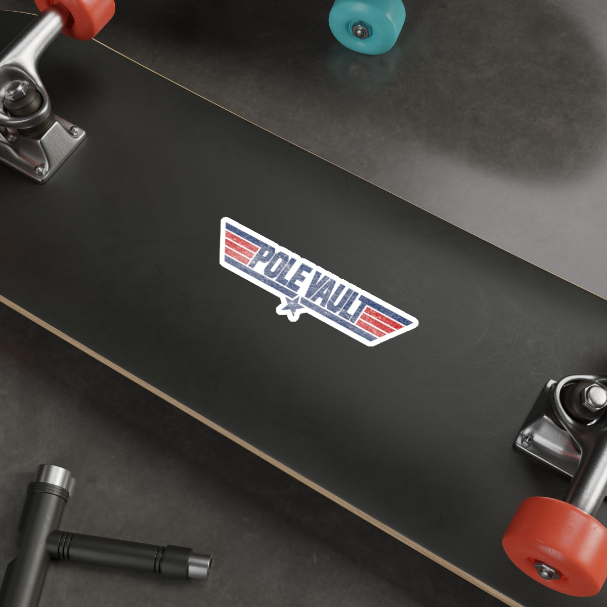 Top Pole Vault Distressed Style - Die-Cut Sticker